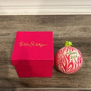 Lilly Pulitzer Hot Pink and Cream Zebra Ornament with Gift Box - 2014 Rare